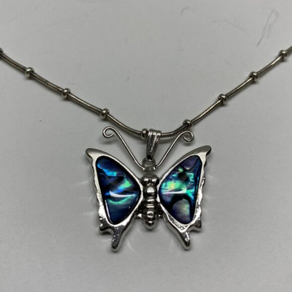 Stainless Steel Blue Butterfly Necklace - Picture 1 of 4